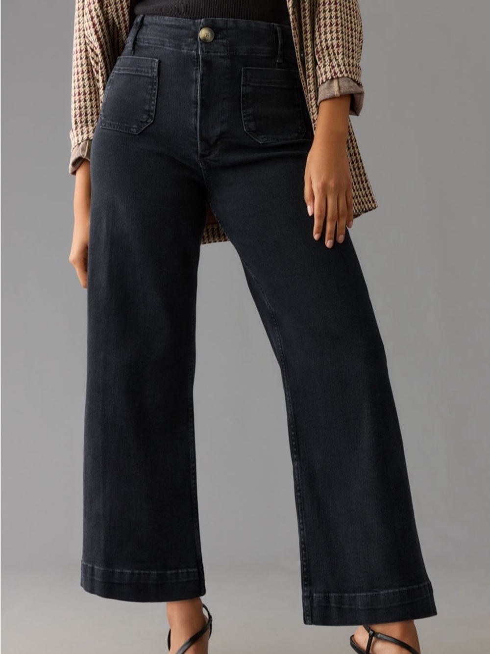 Anthropologie Wide Leg Black High-Waist Jeans